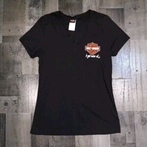 Harley Davidson Motorcycles Womans Large Black V Neck Crystal River Florida Tee